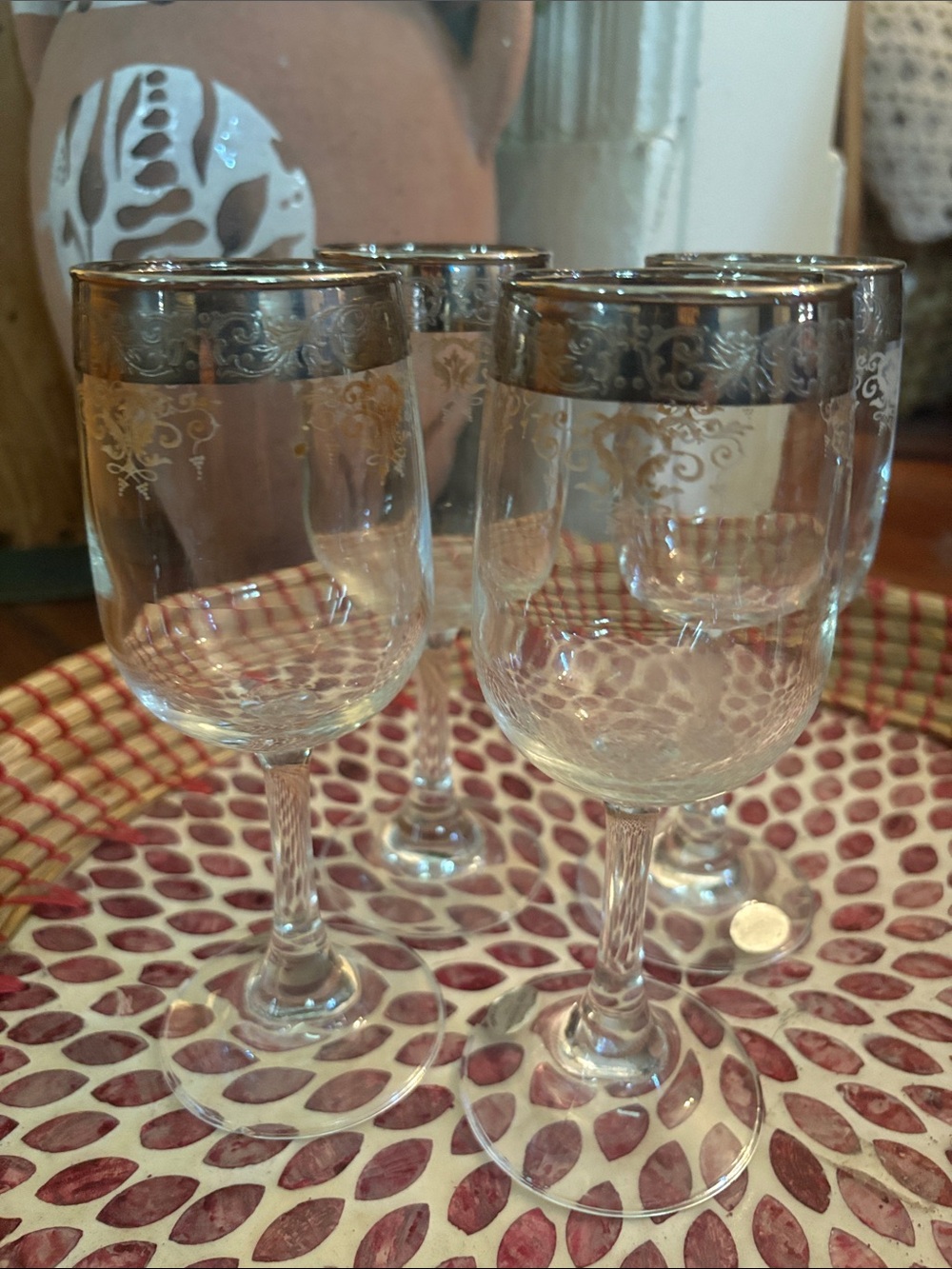 Vintage Cellini Italy Crystal Glasses with 24k etched rim